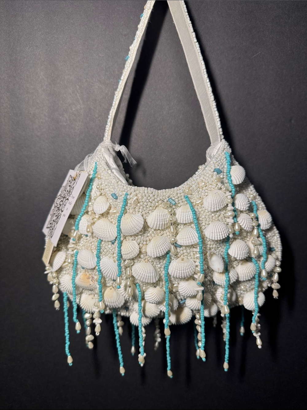 Viral Hand Beaded Shell Bag